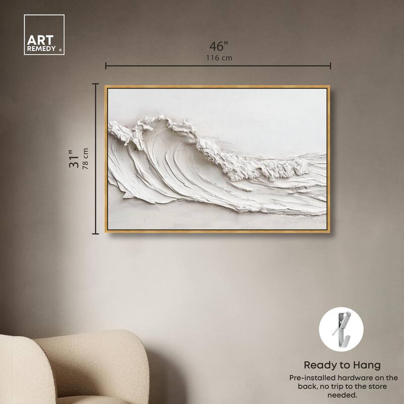 Wave on White Canvas by Art Remedy