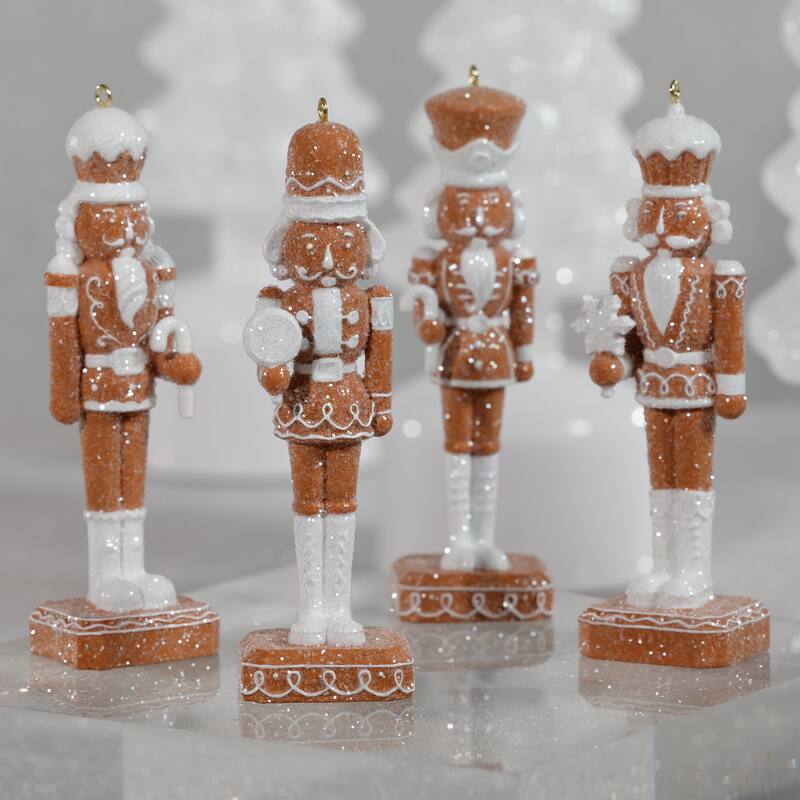 Adelard Gingerbread Soldier Resin Ornaments, 12 Hanging Pieces (3 Sets of 4 Assorted)