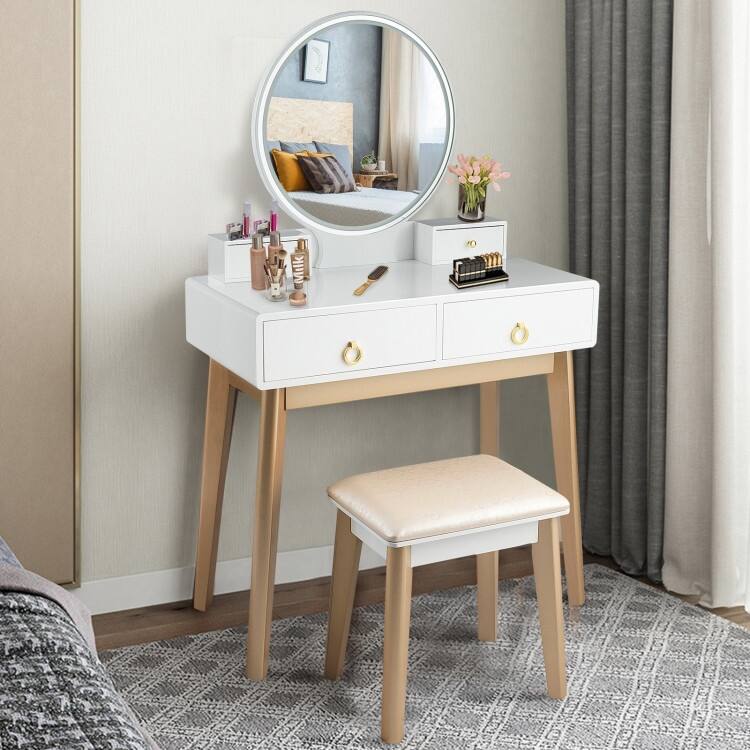 Set 3 Makeup Vanity Table Color Lighting Jewelry Divider Dressing Table - 52.5" x 31.5" x 16" (L x W x H)