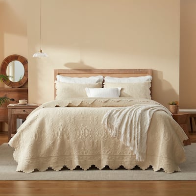 3 PcsOversized Embroidered Cotton Quilt Bedspread Set
