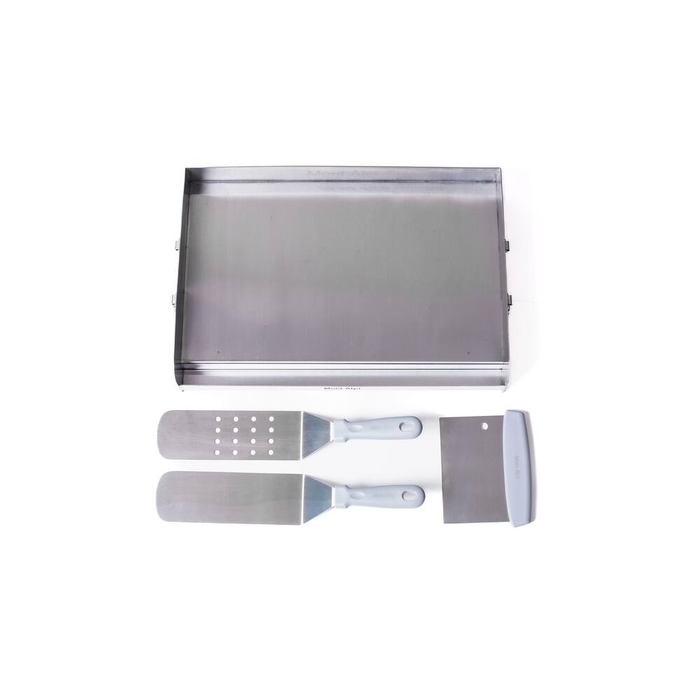 Mont Alpi MASHP Stainless Steel Universal Outdoor Flat Top Griddle Frying Pan Hot Plate Converter Kit + 2 Spatulas + Scraper