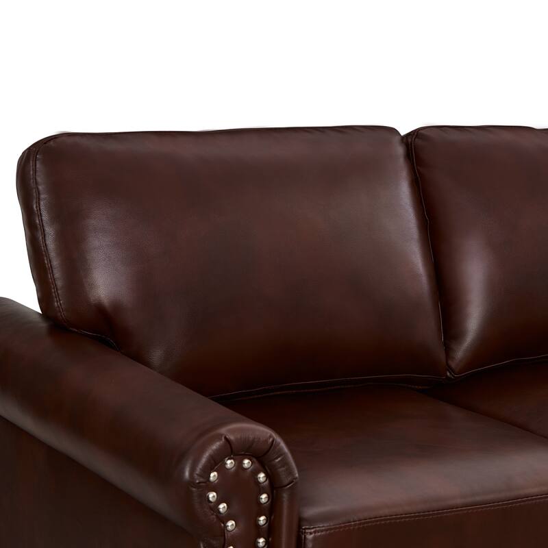 Classic Living Room Nails Sofa Faux Leather