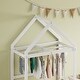 preview thumbnail 3 of 15, White Twin Size Wooden Floor Bed with Fence Railings and Detachable Headboard, Kids Dress Up Rack, Playhouse Frame
