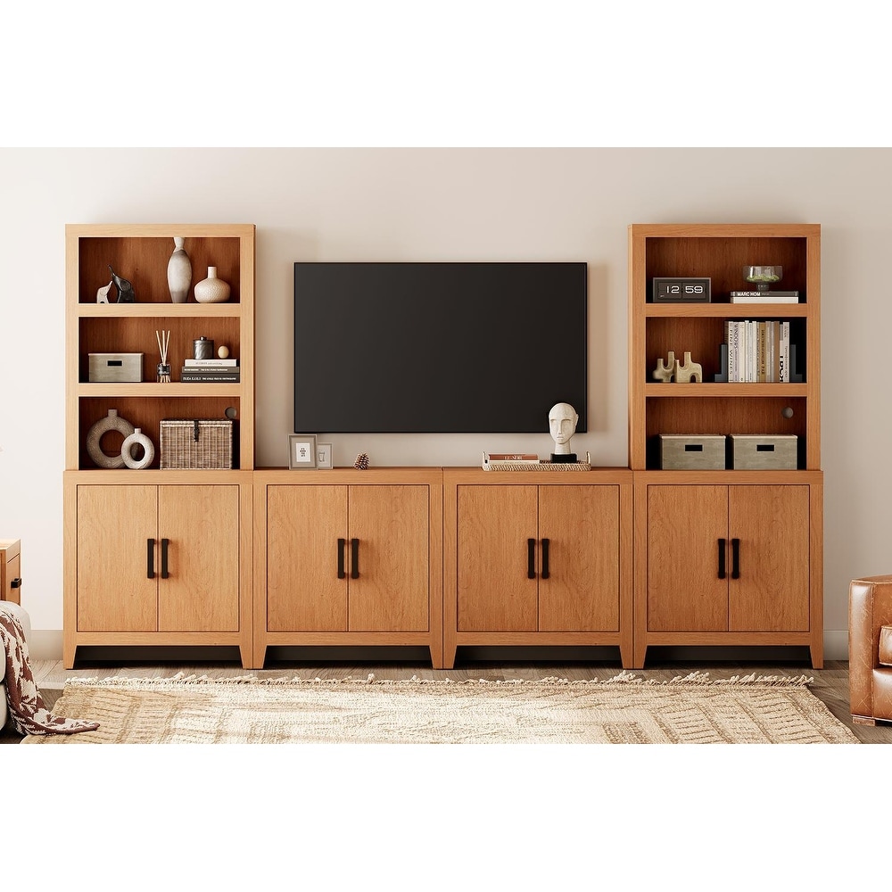 WAMPAT Entertainment Center with Bookshelves, Farmhouse TV Stand for Living Room, Bedroom - n/a