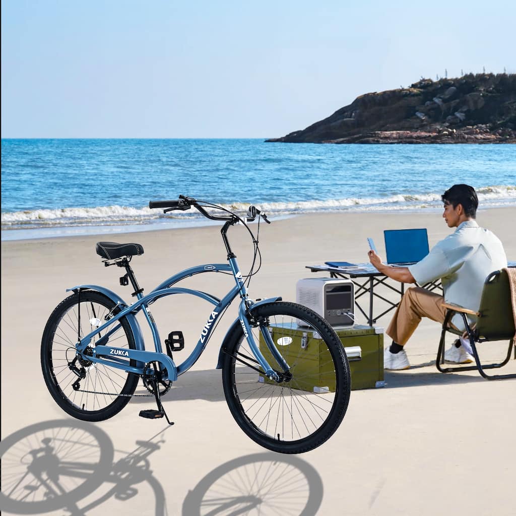 Beach Cruiser Bike Blue Anti-Skid Bikes Outdoor Bikes Road Bikes