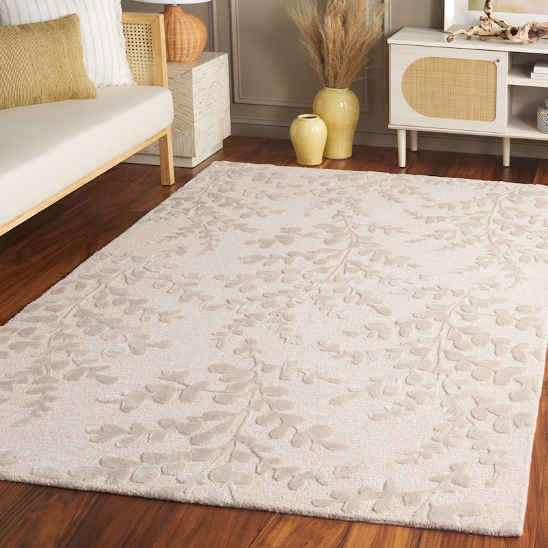 SAFAVIEH Handmade Glamour Liseta Modern Wool & Viscose Rug - 9' x 12' - Beige