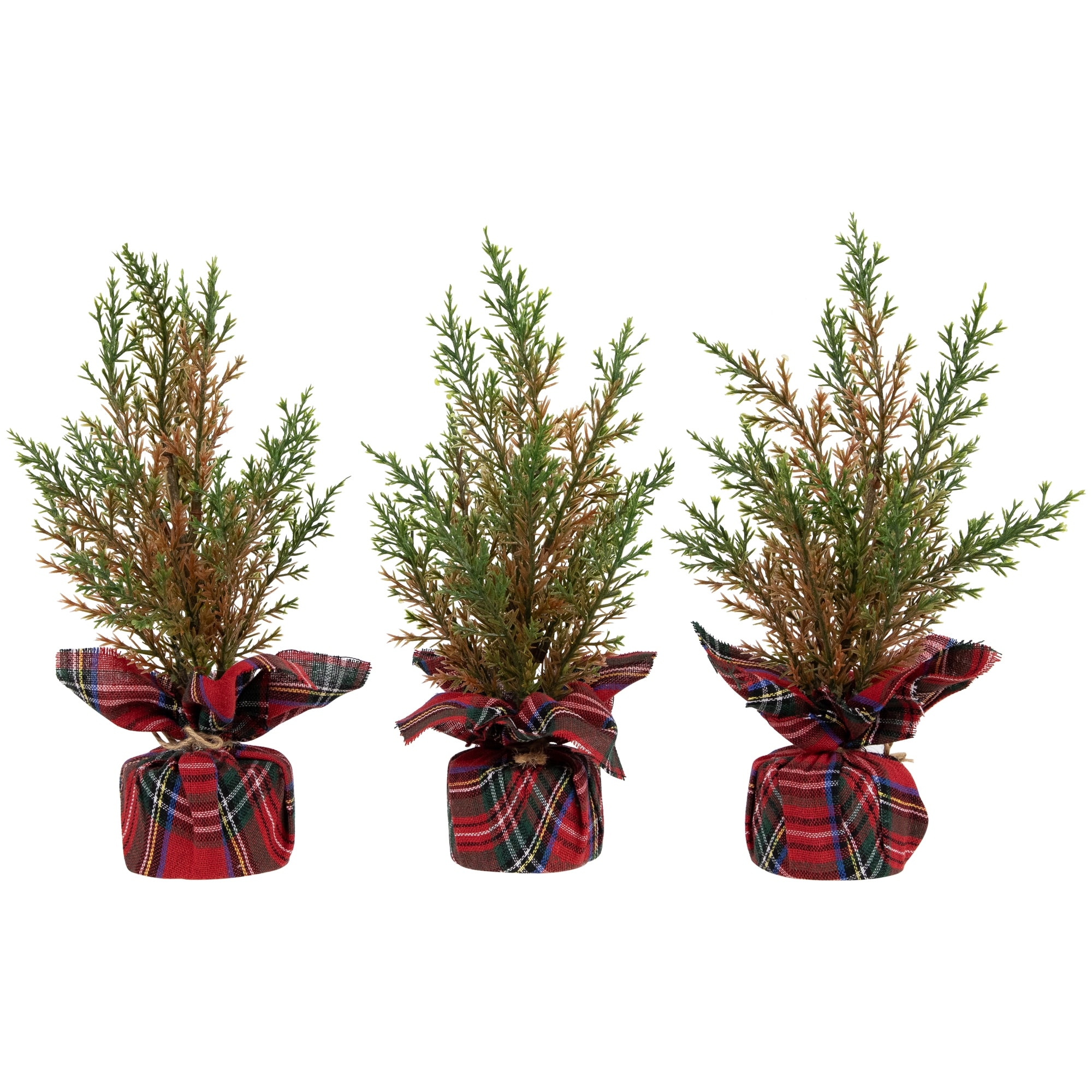 Mini Cedar Artificial Christmas Trees - 10" - Set of 3 - Tabletop