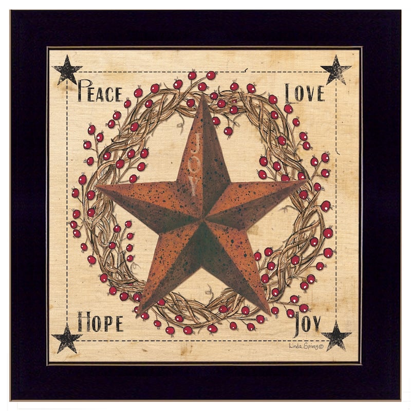 Peace Love Hope Joy Black Framed Print Wall Art - Bed Bath & Beyond