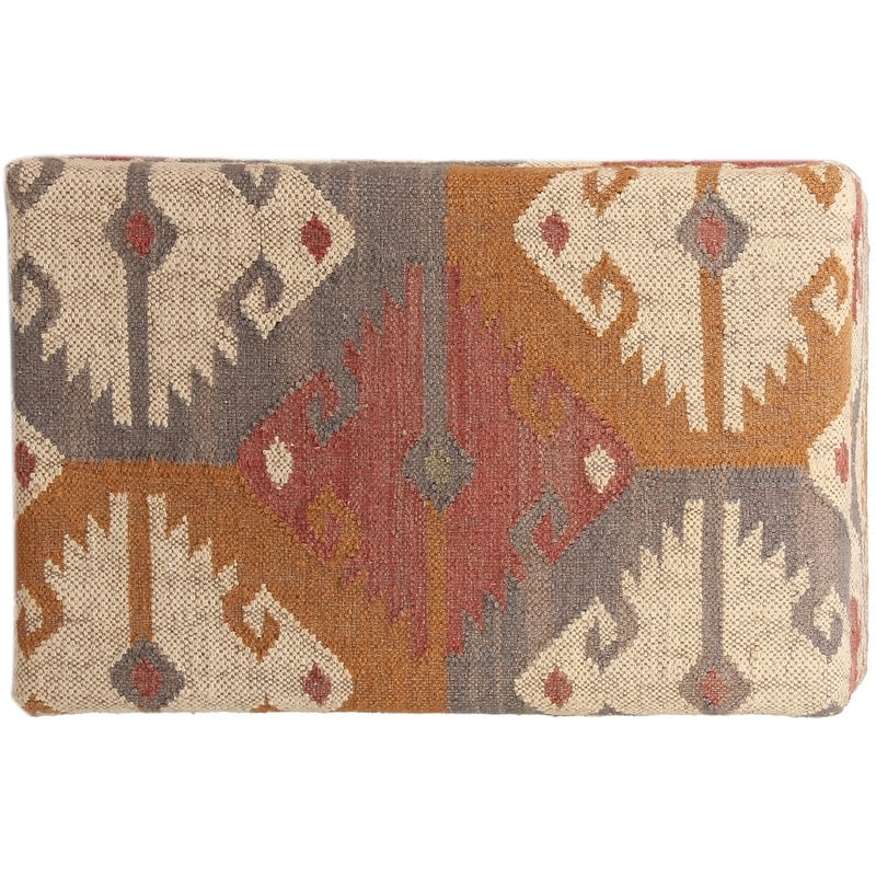 HERAT ORIENTAL Handmade Kilim Upholstered Wooden Storage Stool