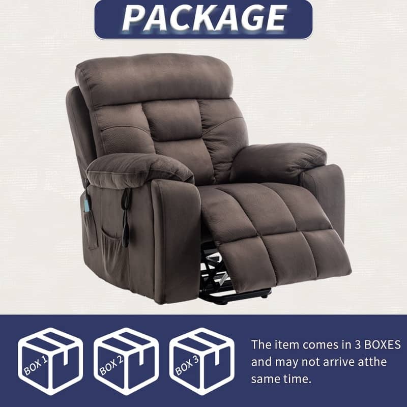 Flagship Oversized Velvet Power Lift Recliner - Recliner Chair with Massage,Heating and Assisted Standing