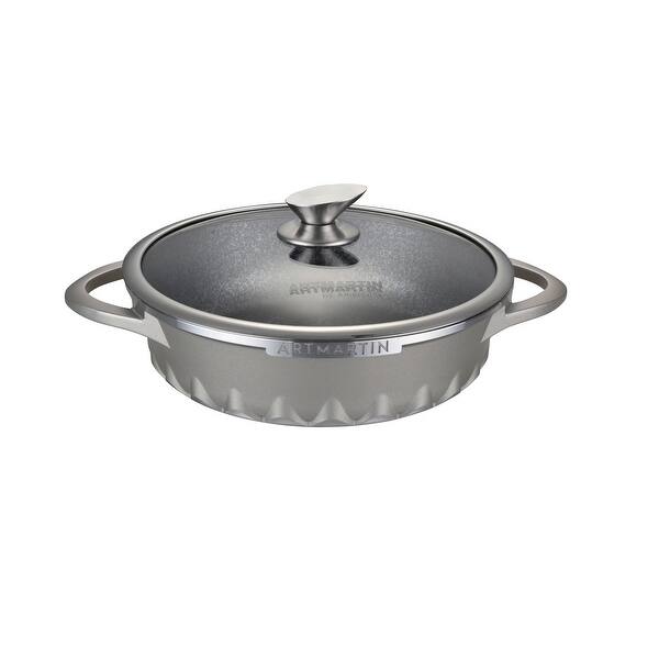 Non Stick Ceramic Coated Die Cast Aluminum Round Low Casserole Pot Lid With Induction Bottom 11 Inch Overstock 30755543