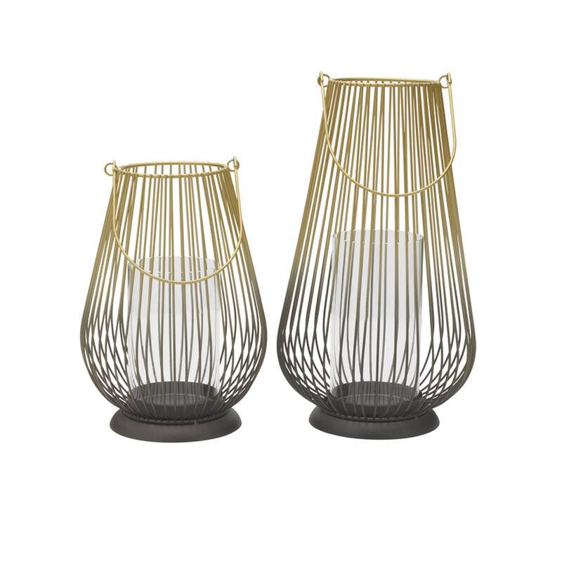 Mikasa Set of 2 Wire Ombre Hurricanes with Glass Inserts