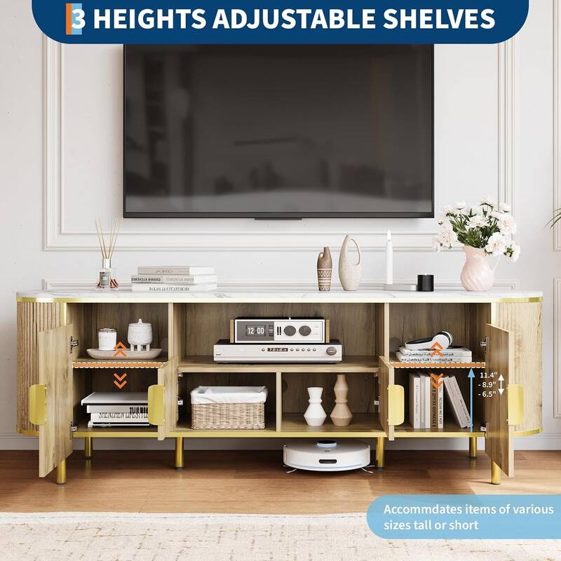 70in Fluted TV Stand Entertainment Center Media TV Console for Living Room - N/A