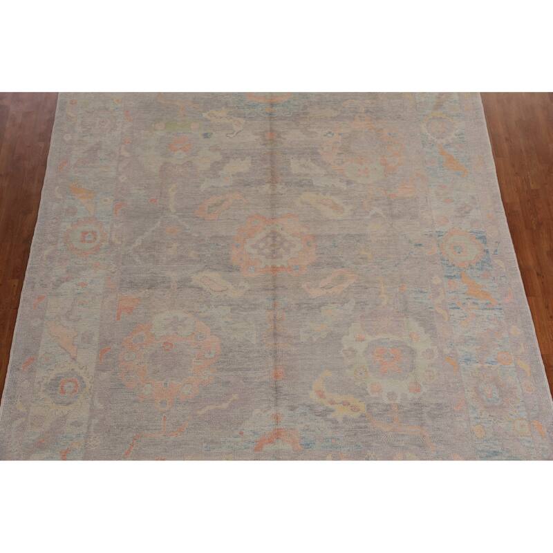Hand Knotted Oriental 100% Wool Carpet Transitional All-Over Purples Oushak Area Rug - 11' 5'' X 9' 0''