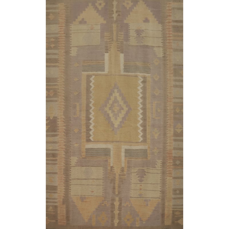 Hand Woven Oriental 100% Wool Carpet Southwestern Tribal Purples Kilim Area Rug - 7' 4'' X 5' 0''
