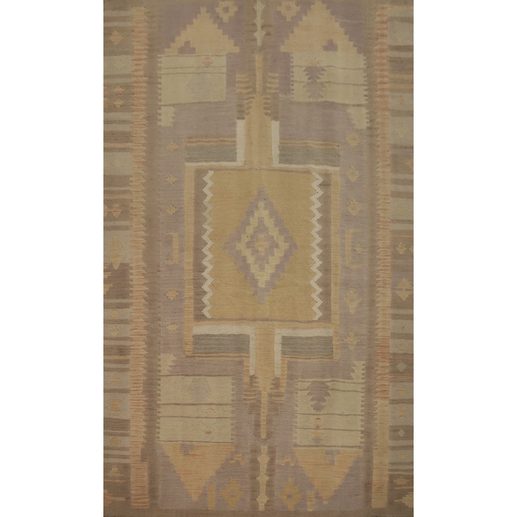 Hand Woven Oriental 100% Wool Carpet Southwestern Tribal Purples Kilim Area Rug - 7' 4'' X 5' 0''