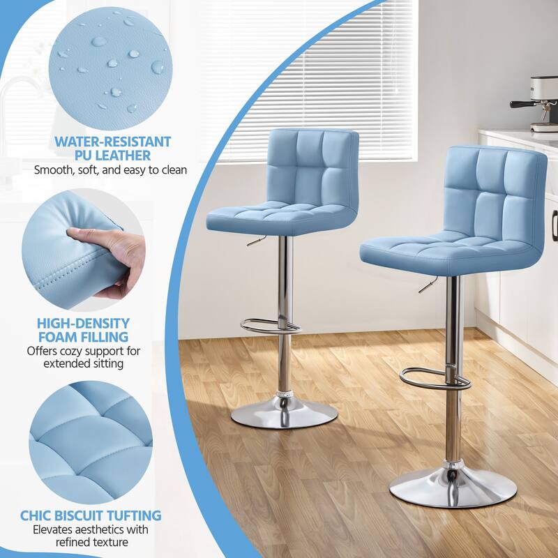 Yaheetech 2pcs Adjustable Modern Faux Leather Swivel Bar Chairs