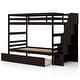 preview thumbnail 6 of 6, Solid Wood Bunk Bed Twin Over Twin Bed w/ Storage Stairs & Drawers Espresso