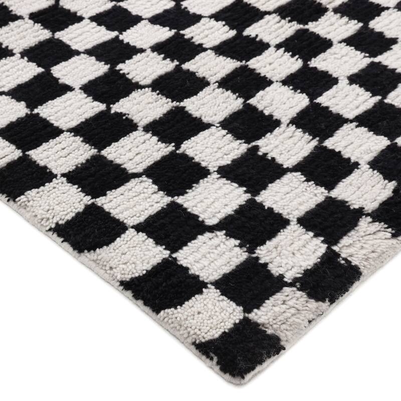 Contemporary Checkered Black Area Rug