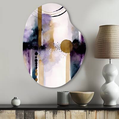 Abstract Geode Geometric Purple And Gold II - Abstract Geometric Metal Wall Art - Modern Metal Pear Shape Print
