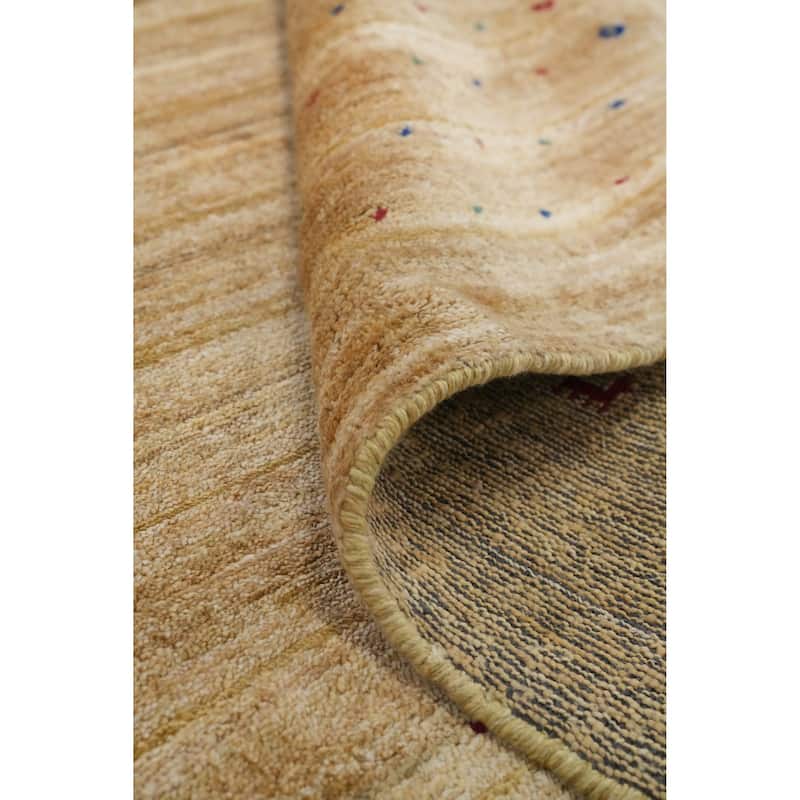 Hand Knotted Oriental Viscose Silk Carpet Tribal Animal Pictorial Yellow & Gold Gabbeh Area Rug - 11' 11'' X 8' 11''