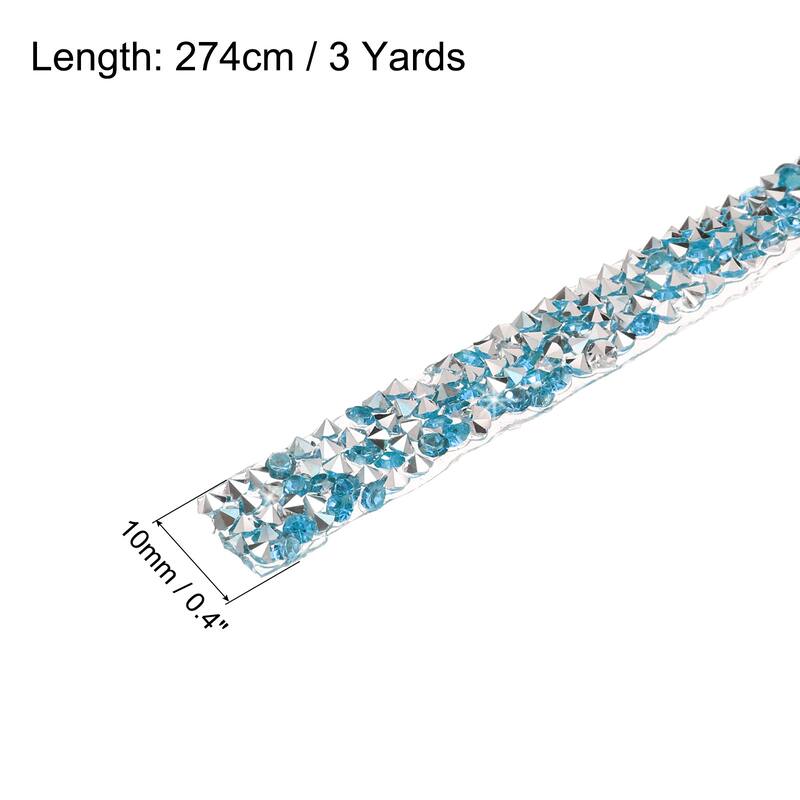 1 Pcs Resin Rhinestones Trim 3 Yards Self Adhesive Diamond Ribbons - Light Blue - 0.4 inch