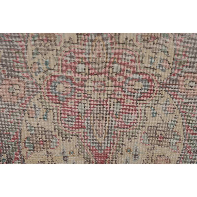 Tabriz Persian Vintage Area Rug Hand-Knotted Medallion Wool Carpet - 6'9" x 9'3"