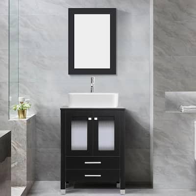24" Bathroom Vanity with Sink Set Solid Wood Construction and Painted Frame Storage Cabinet Combo