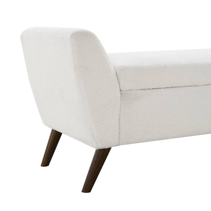 60"Modern Storage Bench with Mid-Centruy Wood Legs,Bench with Storage for Living Room & Bedroom,Comfort Padded