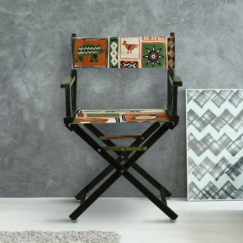 18" Director's Chair Black Frame-Congo BongoNatural - 21.75"W x 17"D x 33.75"H