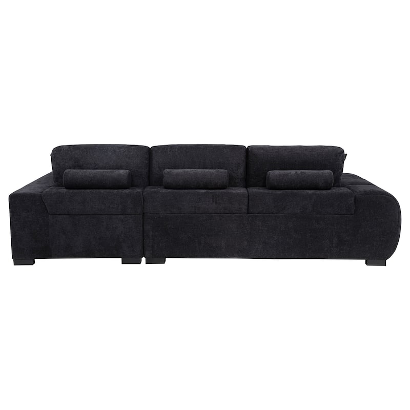 Octavia Fabric Upholstered Track Arm Sectional Sofa Black - 119.25" x 79.5" x 35.5"