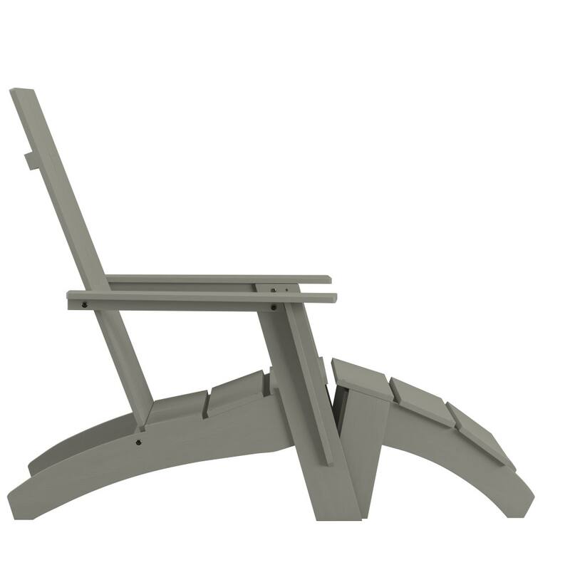 Modern All-Weather Dual Slat Adirondack Style Chair with Footrest