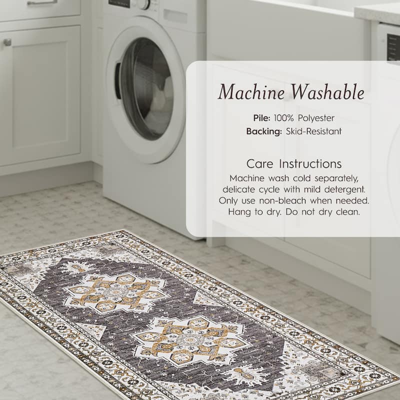 Laura Ashley Imagine Printed Chenille Washable Non-Slip Rugs