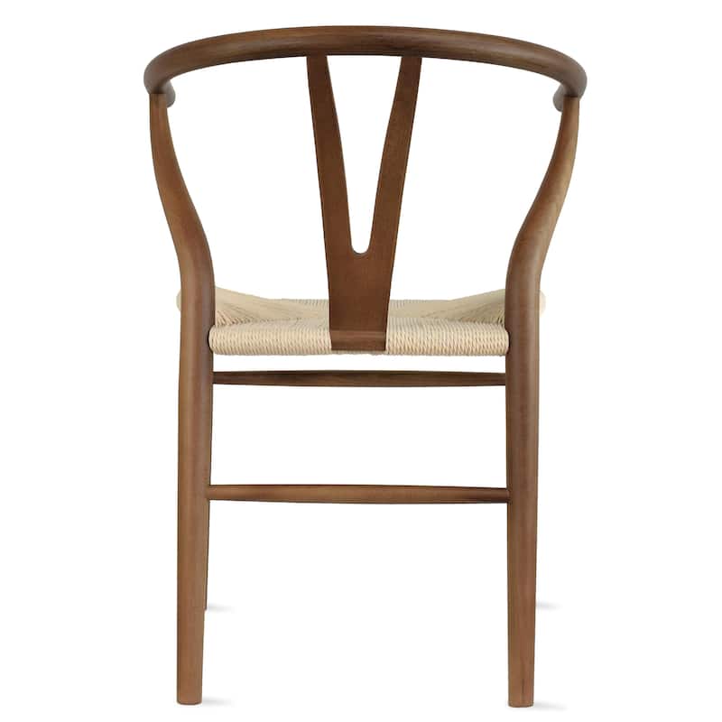 Y Back Wooden Dining Chair with Woven Seat, Farmhouse Style Elbow Chair for Home Kitchen & Office Use, Natural