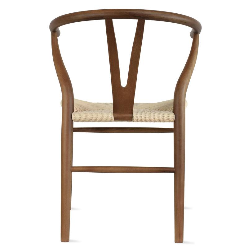 Set of 2 Natural Modern Wood Dining Chair With Back Y Arm Armchair Hemp Seat Home Restaurant Office Desk Work Kitchen