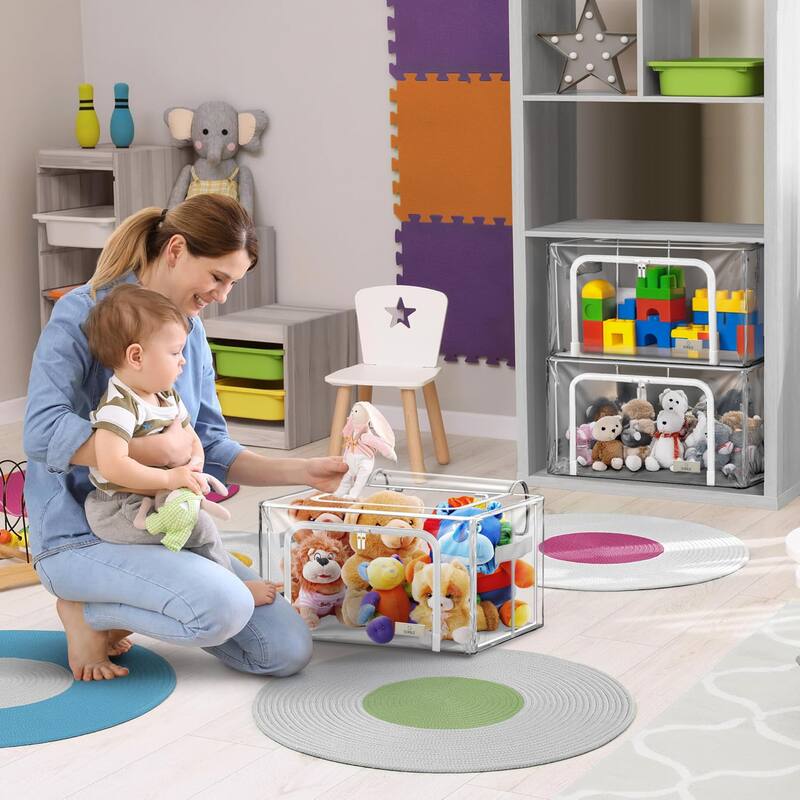 Sorbus Storage Bins with Metal Frame - Stackable & Foldable Clothes Organizer Bags with & Carry Handles Organization