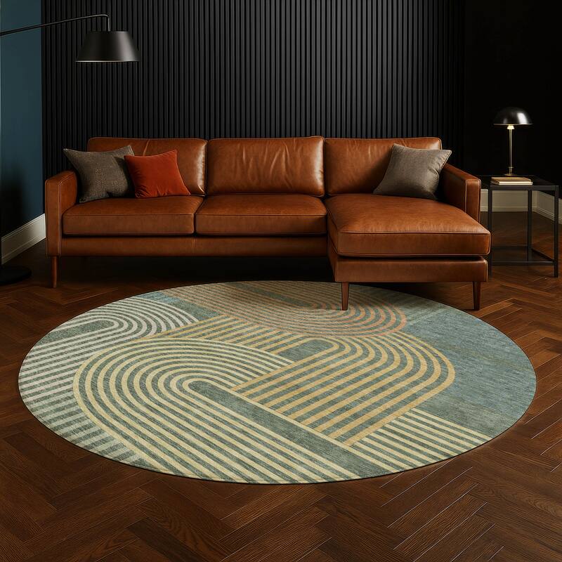 Machine Washable Indoor/ Outdoor Modern Basehor Chantille Rug