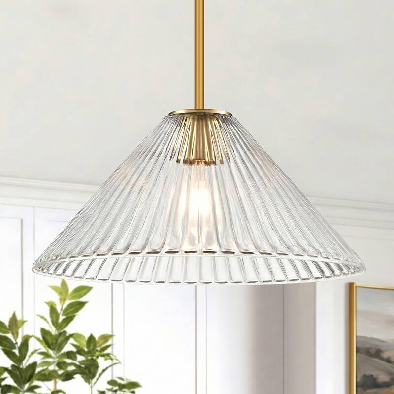 LamQee 1 -Light Metal Cone Pendant Light Adjustable Hanging Lighting - 15.7inch - Clear
