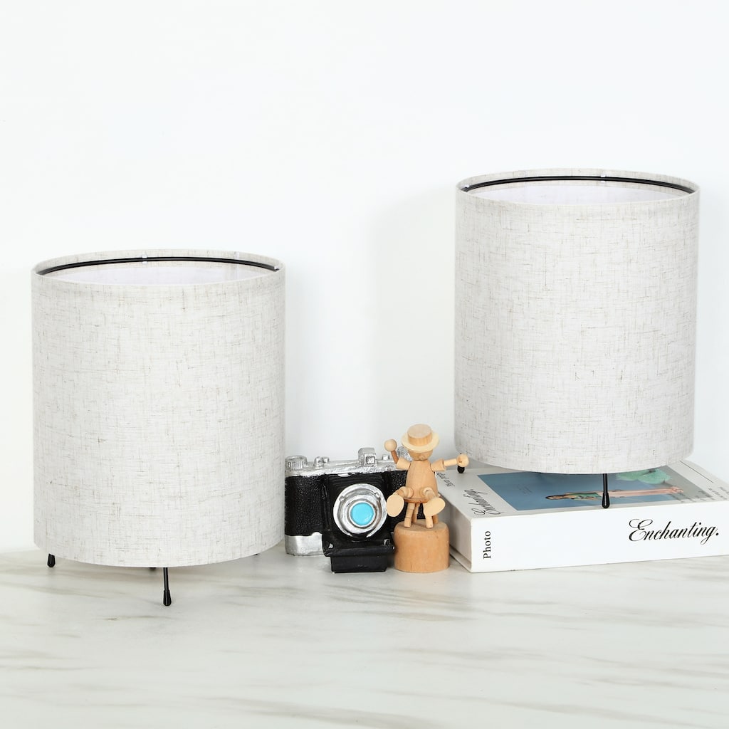 Set of 2 Modern Bedside Lamp with Linen Fabric Shade - 1PCS