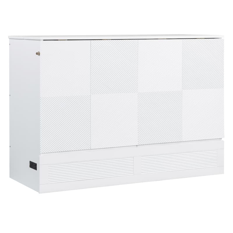 Full Size Roller Skate Murphy Bed - Space-Saving Wall Bed with Charging Station And Dual Storage Drawers