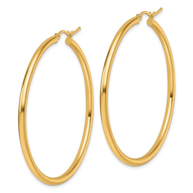 Curata 14k Yellow Gold Polished Lightweight Tube Hoop Earrings - 53x53mm