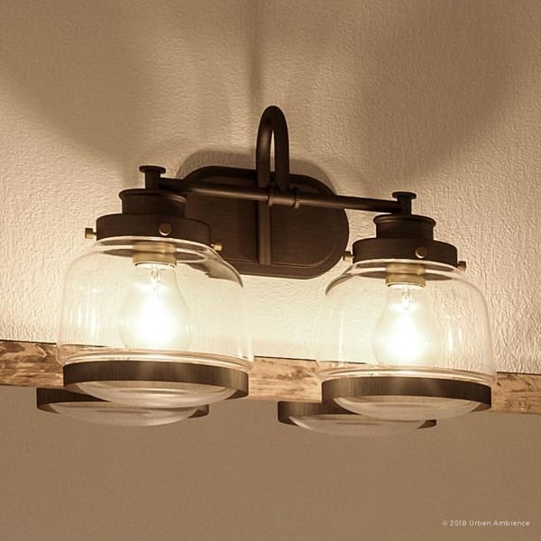 slide 1 of 7, Luxury Industrial Chic Bathroom Vanity Light by Urban Ambiance - 11-1/4"H x 16-1/4"W x 8-1/2"Dep