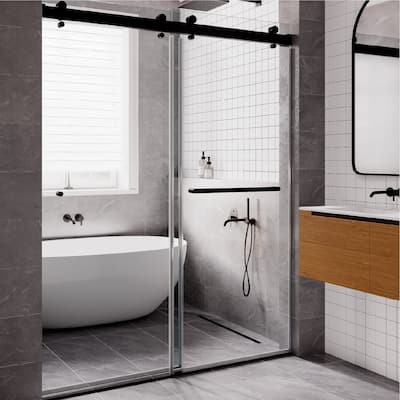 SP Series 50" - 54" W x 77" H Double Sliding Frameless Glass Shower Door with 3/8" Clear Tempered Glass