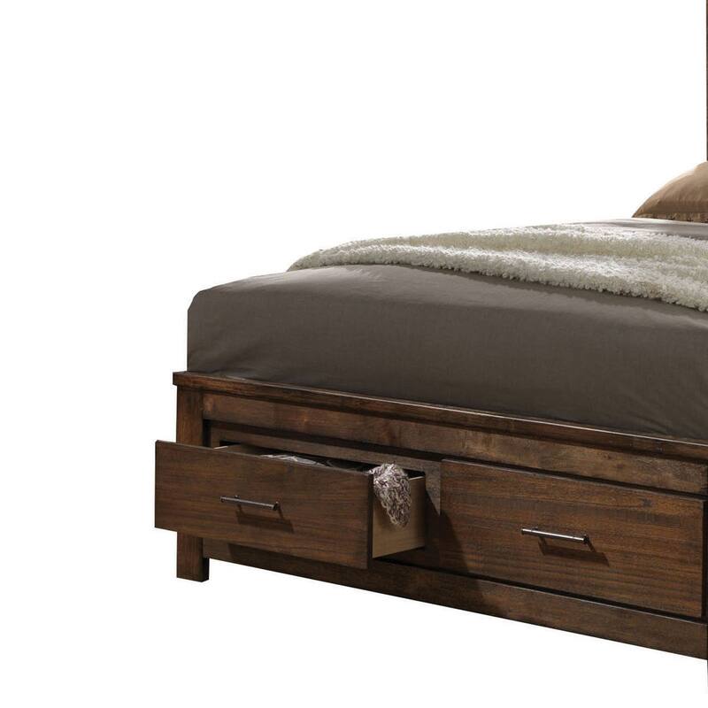 Queen Size Wood Storage Bed with Built-In Shelves and Drawers