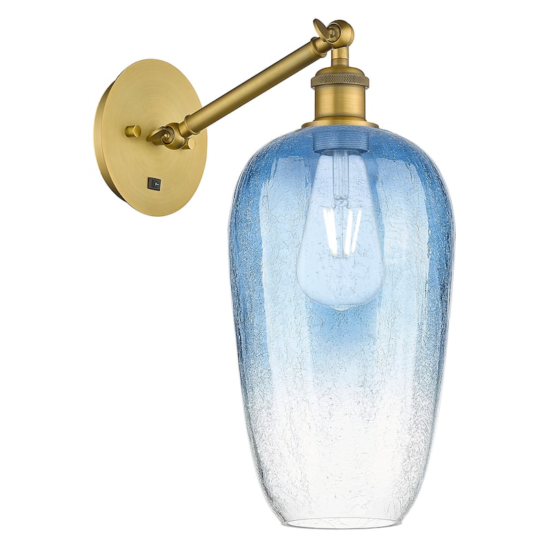 Innovations Lighting 317-1W-15-7 Brookhaven Flute Sconce Brookhaven - Brushed Brass / Sapphire Blue