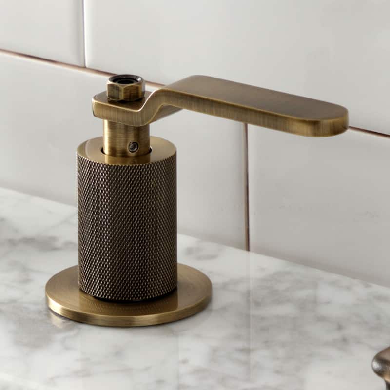 Kingston Brass Whitaker Two-Handle 3-Hole Deck Mount Widespread Bathroom Faucet with Push Pop-Up