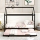 preview thumbnail 2 of 10, Black Twin Metal House Platform Bed with Trundle