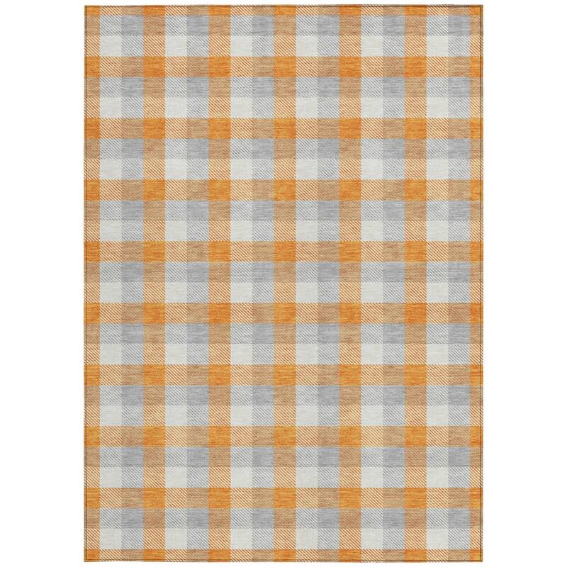 HomeRoots Plaid Transitional Rectangle Outdoor Rug
