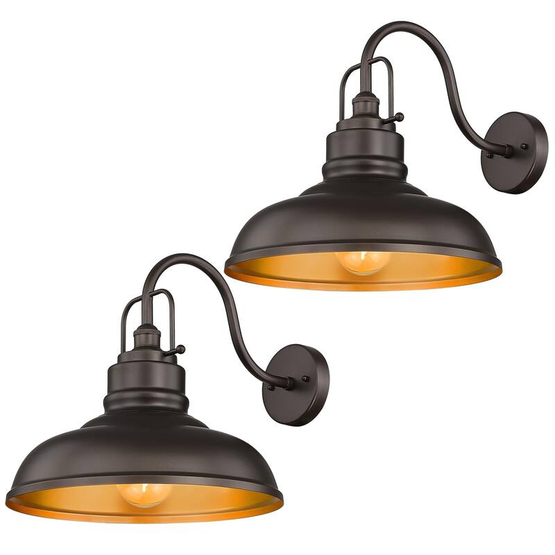 Exterior Outdoor Wall Sconce, Barn Light, Oil Rubbed Bronze - 2Pack/18Inch