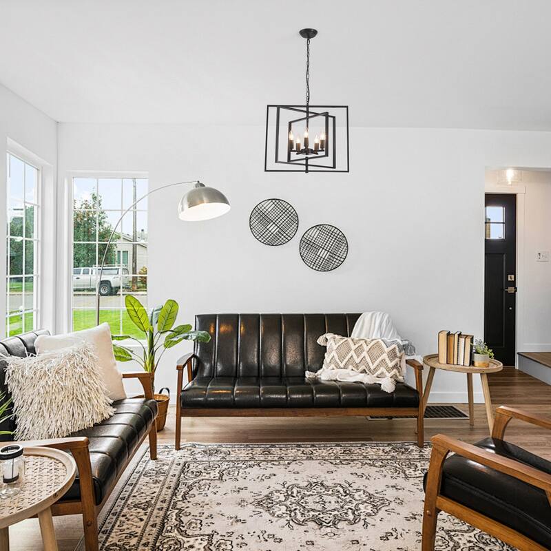 21.65inch 5 Lights Modern Chandelier with Metal Frame 360 Degree Adjustable for Different Rooms